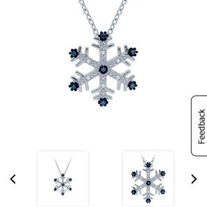 Blue and White Diamond Snowflake Necklace